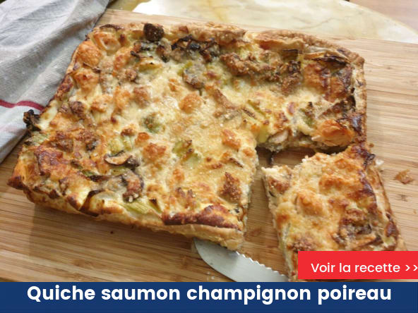 Quiche saumon champignon poireau